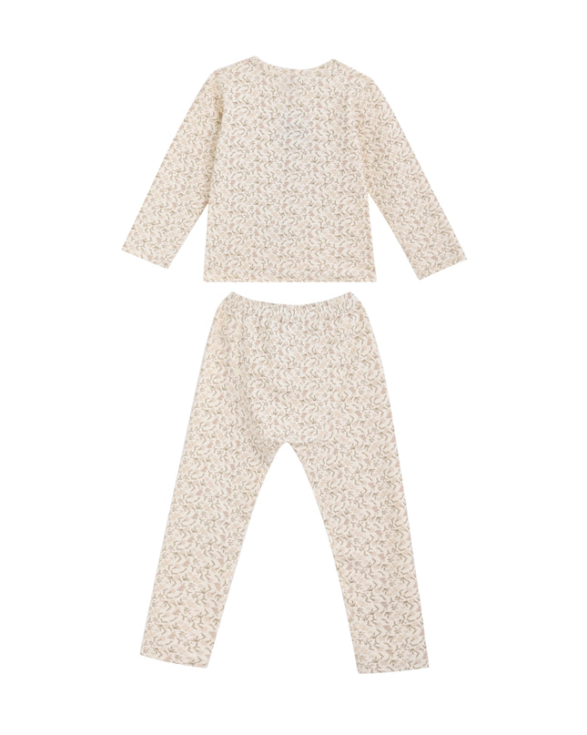 kids atelier banbu Cream Pattern Cotton Pajama Set