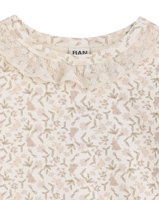 kids atelier banbu Cream Pattern Cotton Pajama Set