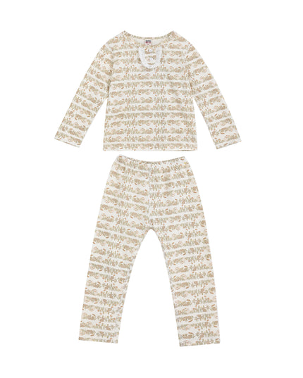 kids atelier banbu Cream Safari Sleepwear Set