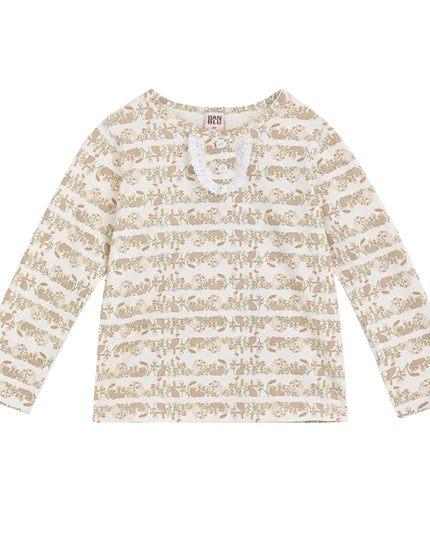 kids atelier banbu Cream Safari Sleepwear Set