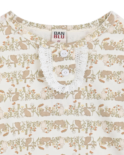 kids atelier banbu Cream Safari Sleepwear Set