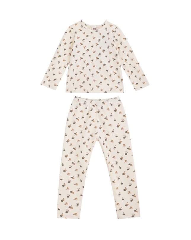 kids atelier banblu Cream Acorn Cotton Pajama Set