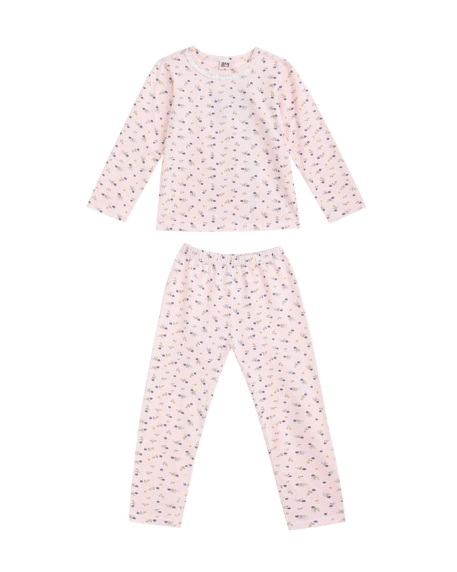 kids atelier banblu Pink Floral Cotton Pajama Set
