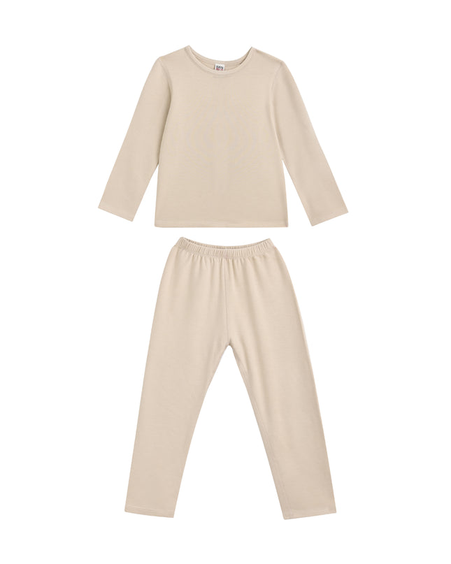 kids atelier banblu Beige Solid Wool-Blend Pajama Set
