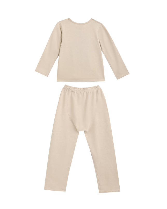 kids atelier banblu Beige Solid Wool-Blend Pajama Set