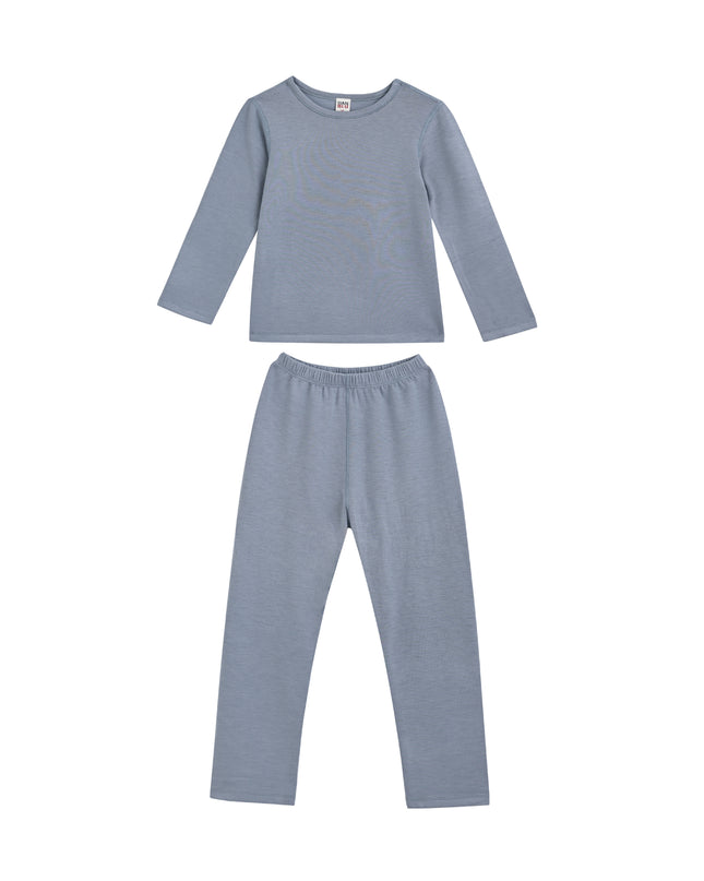 kids atelier banblu Blue Solid Wool-Blend Pajama Set