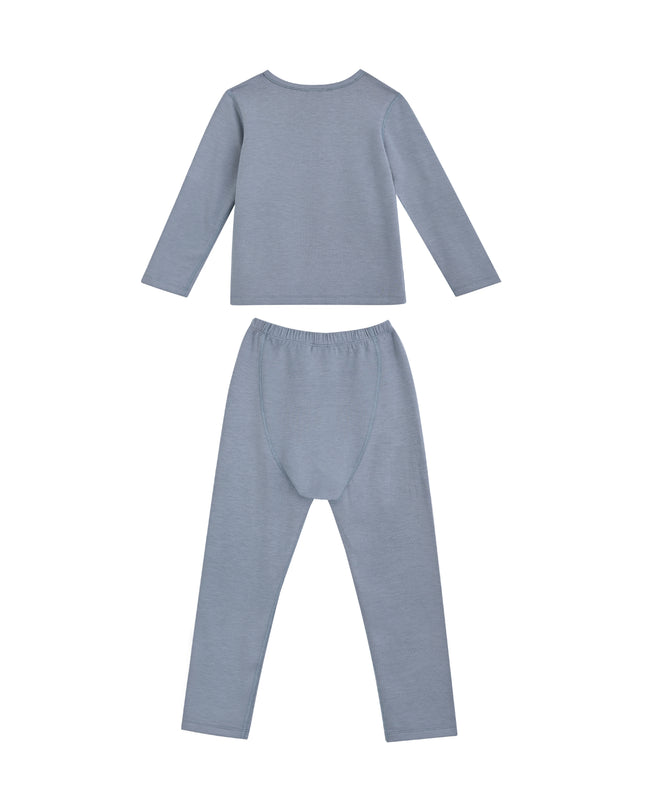 kids atelier banblu Blue Solid Wool-Blend Pajama Set