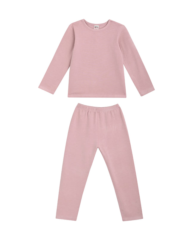 kids atelier banblu Pink Solid Wool-Blend Pajama Set