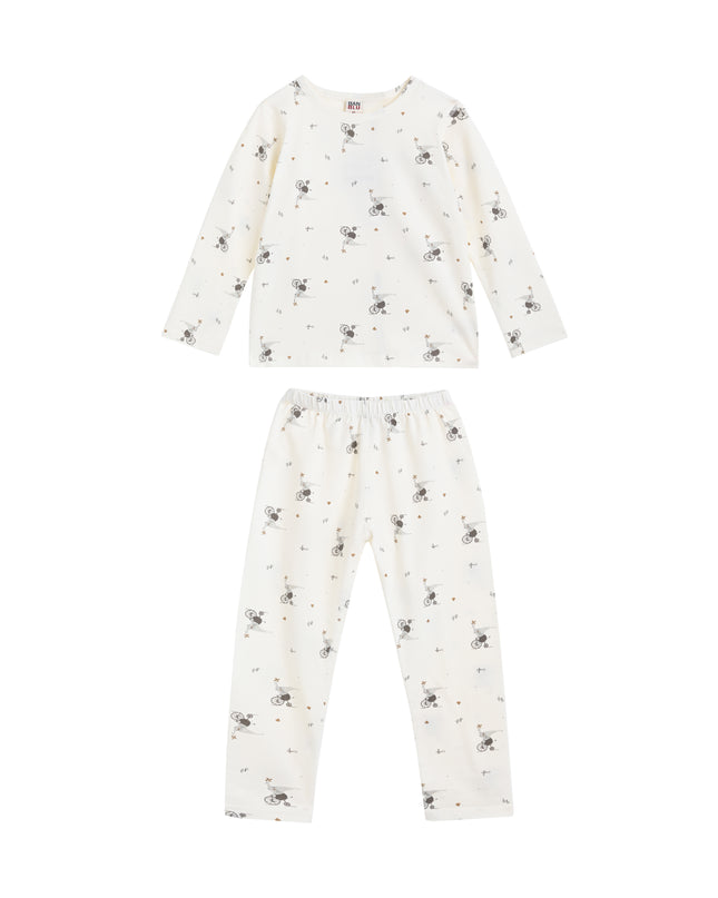 kids atelier banblu Cream Koala Cotton Pajama Set