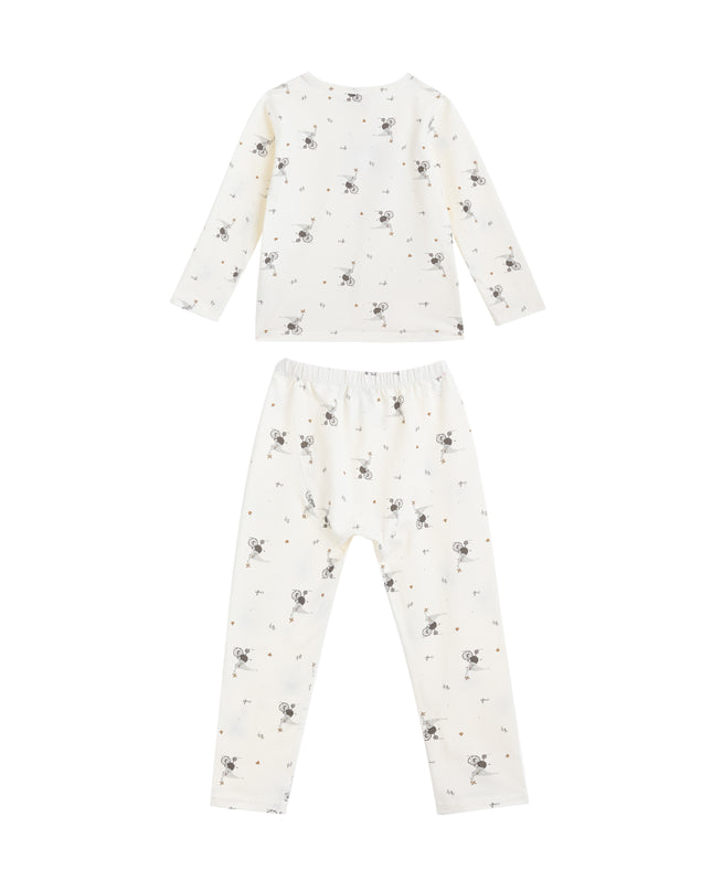 kids atelier banblu Cream Koala Cotton Pajama Set