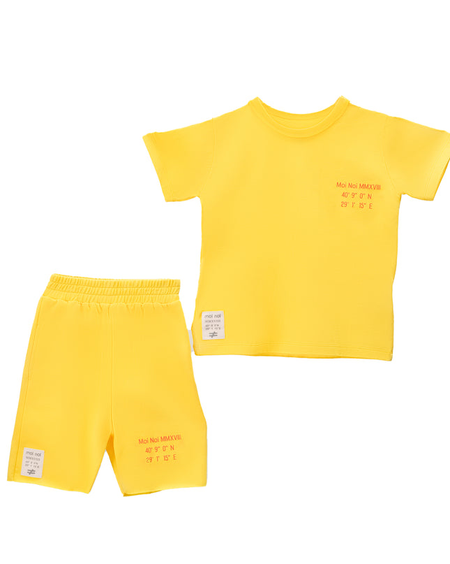 moi noi-MN5167-YELLOW-YELLOW-KNITTED SWEAT SHORT SET