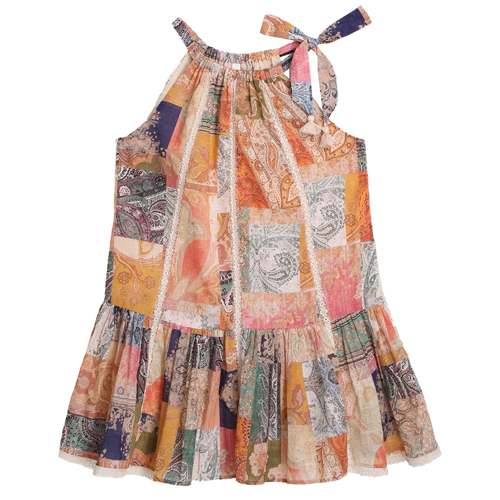 ZIMMERMANN-ANNEKE LACE HALTER DRESS-3122DSS221-PATCH PAISLEY