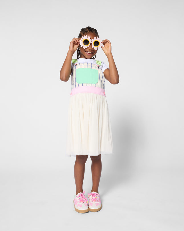 kids atelier billieblush Blue & Cream Pinafore Kids’ Dress