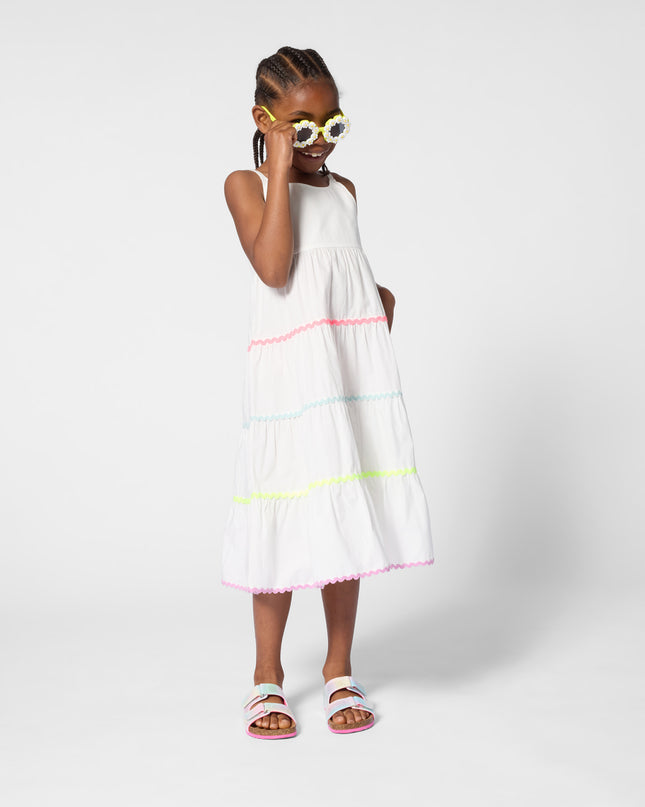 kids atelier billieblush White & Multicolor Trim Kids’ Dress