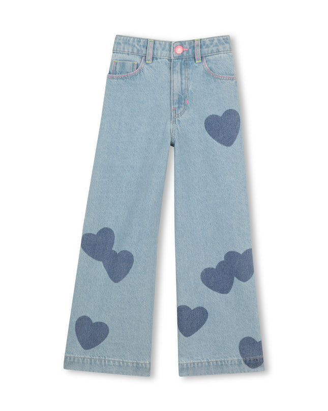 kids atelier billieblush Light Blue Denim Kids’ Jeans with Heart Patches