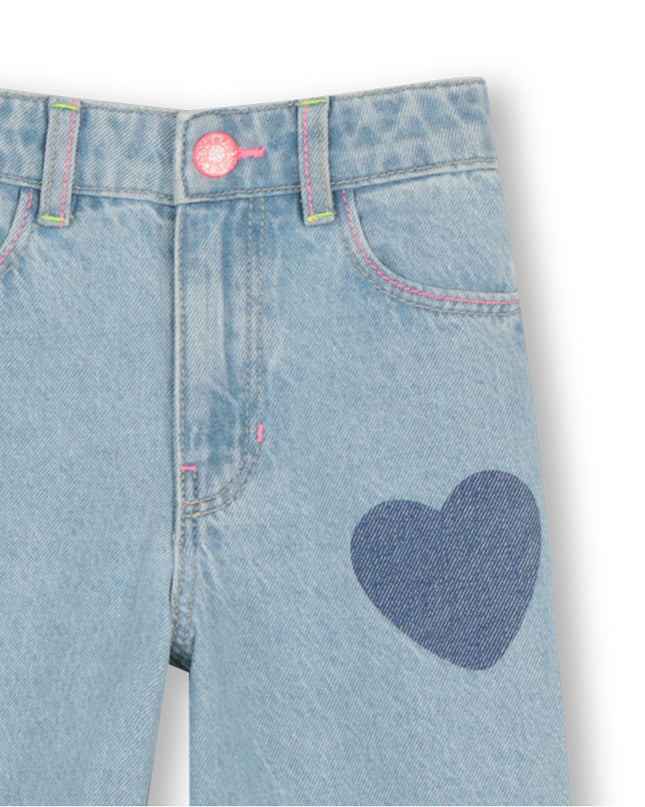 kids atelier billieblush Light Blue Denim Kids’ Jeans with Heart Patches