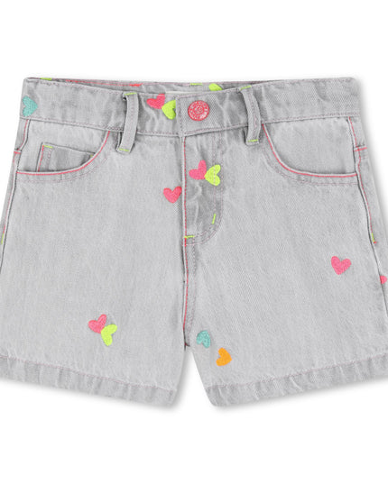 kids atelier billieblush Light Gray Denim Kids’ Shorts with Embroidery