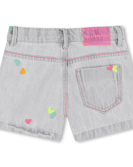 kids atelier billieblush Light Gray Denim Kids’ Shorts with Embroidery