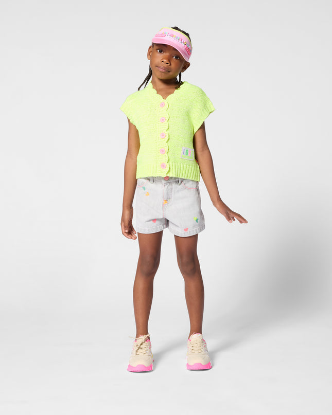 kids atelier billieblush Light Gray Denim Kids’ Shorts with Embroidery