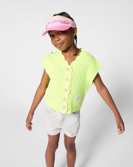 kids atelier billieblush Light Gray Denim Kids’ Shorts with Embroidery