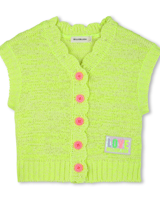 kids atelier billieblush Neon Yellow Sleeveless Kids’ Cardigan