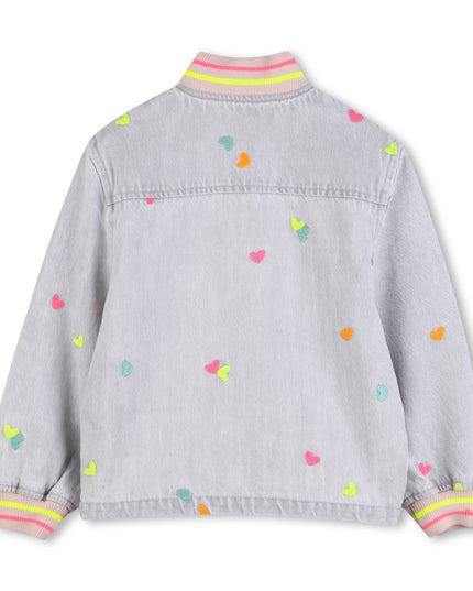 kids atelier billieblush Light Gray Denim Kids’ Jacket with Embroidery