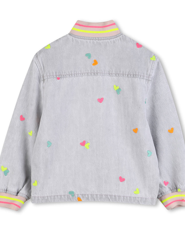 kids atelier billieblush Light Gray Denim Kids’ Jacket with Embroidery