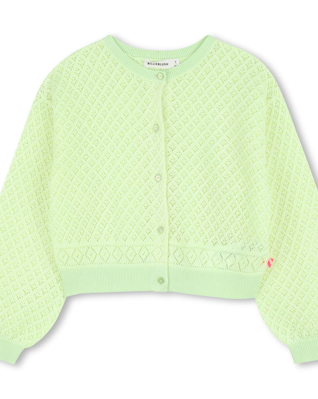 kids atelier billieblush Green Lemon Knitted Kids’ Cardigan