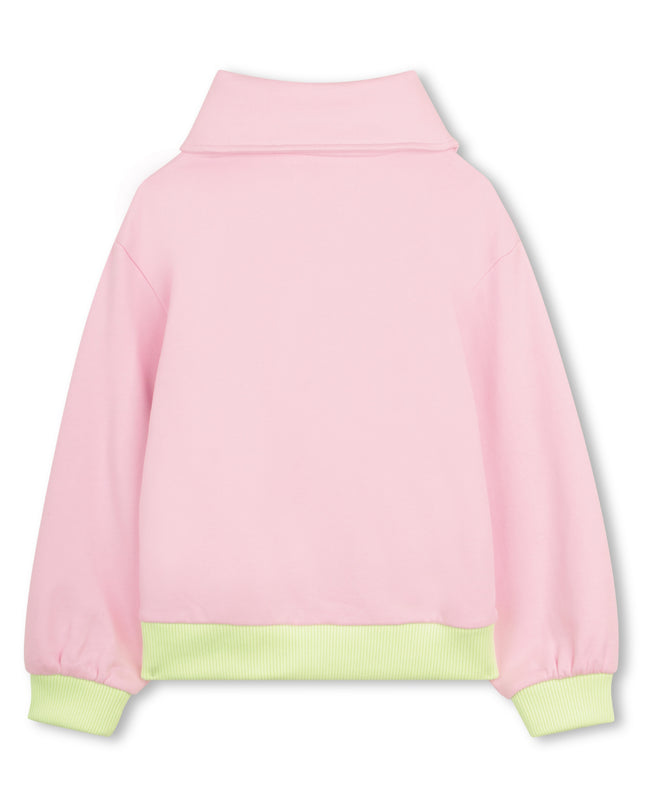 kids atelier billieblush Light Pink Zip‑Up Cardigan with Sequin Motifs