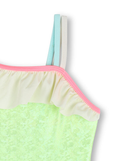kids atelier billieblush Green Lemon Swimsuit with Pastel Ruffle Straps