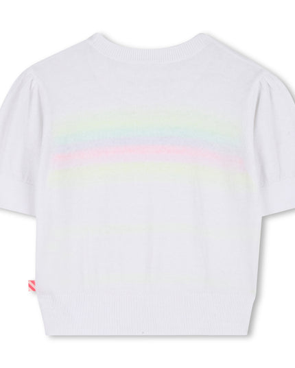 kids atelier billieblush White Knit Sweater with Colorful Neon Stripes