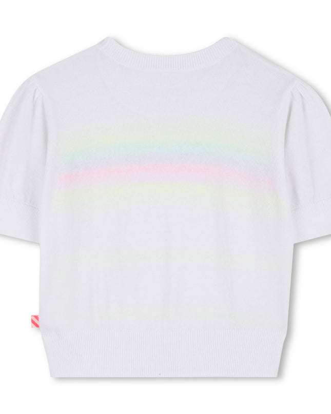 kids atelier billieblush White Knit Sweater with Colorful Neon Stripes