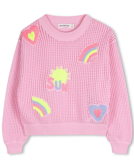 kids atelier billieblush Pink Knit Sweater with Colorful Patches