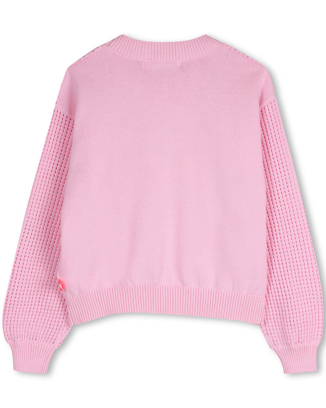 kids atelier billieblush Pink Knit Sweater with Colorful Patches