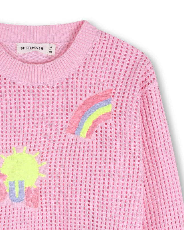kids atelier billieblush Pink Knit Sweater with Colorful Patches