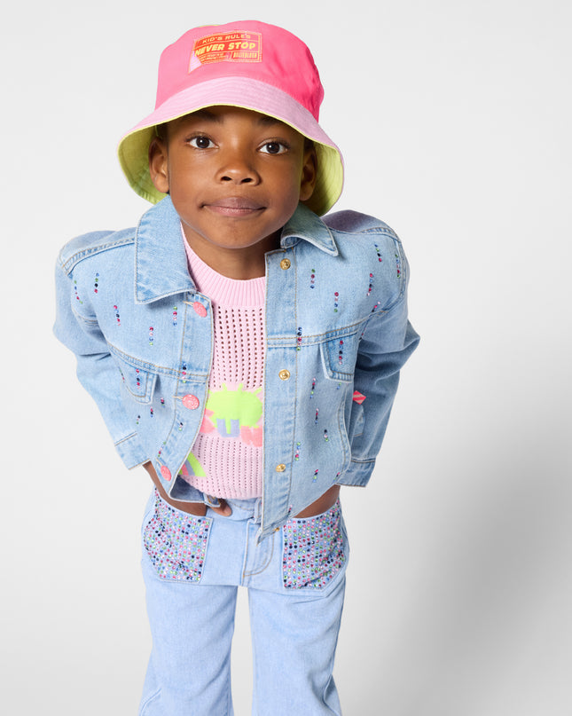 kids atelier billieblush Pink Knit Sweater with Colorful Patches