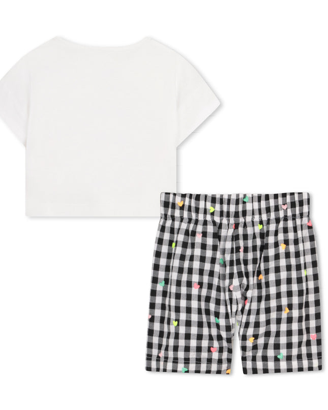 kids atelier billieblush White Heart Tee & Check Shorts Set