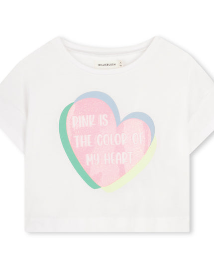 kids atelier billieblush White Heart Tee & Check Shorts Set