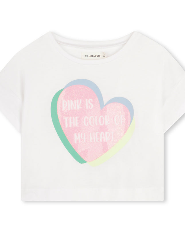 kids atelier billieblush White Heart Tee & Check Shorts Set