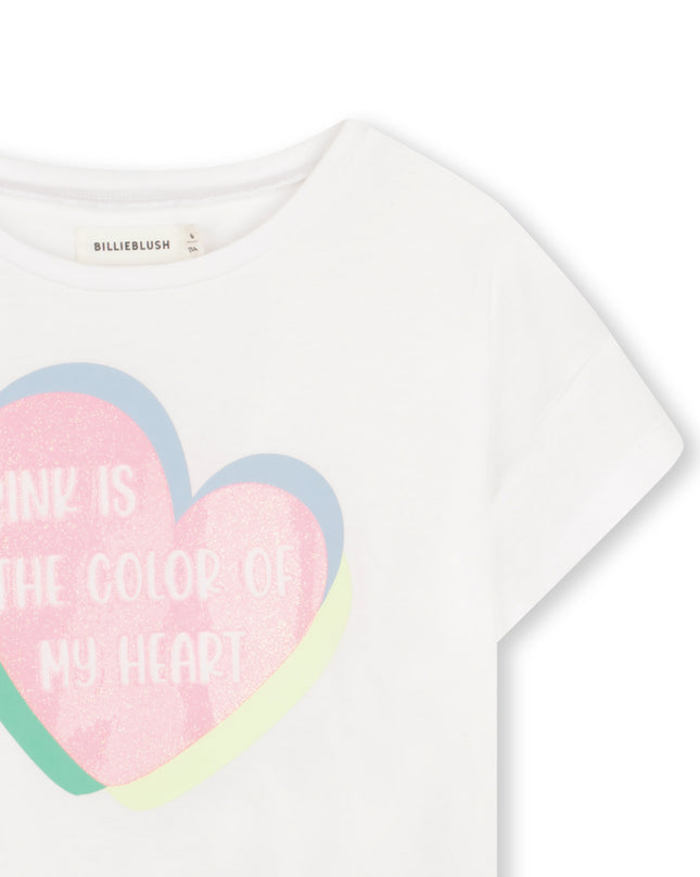 kids atelier billieblush White Heart Tee & Check Shorts Set