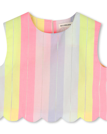 kids atelier billieblush Multicolored Pastel Stripe Scallop Blouse