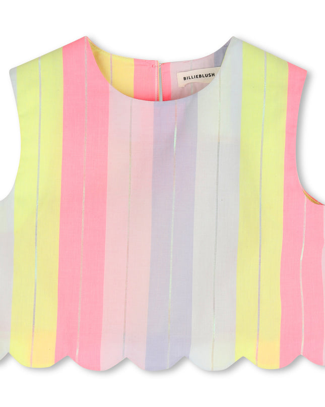 kids atelier billieblush Multicolored Pastel Stripe Scallop Blouse