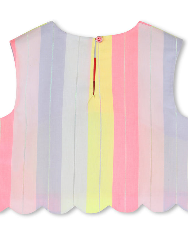kids atelier billieblush Multicolored Pastel Stripe Scallop Blouse