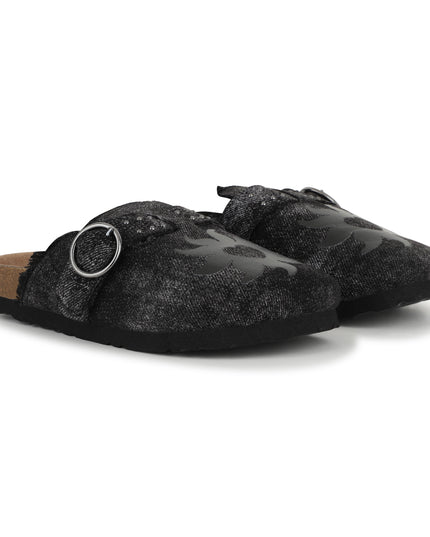 kids atelier billieblush Black Textured Buckle Slip-Ons