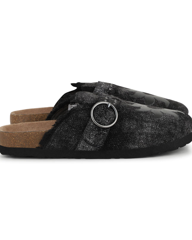 kids atelier billieblush Black Textured Buckle Slip-Ons