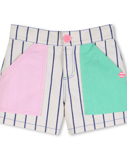 kids atelier billieblush Cream Stripe Shorts with Color Pockets