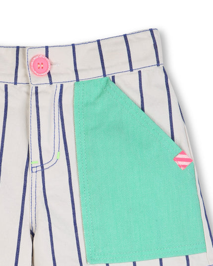 kids atelier billieblush Cream Stripe Shorts with Color Pockets