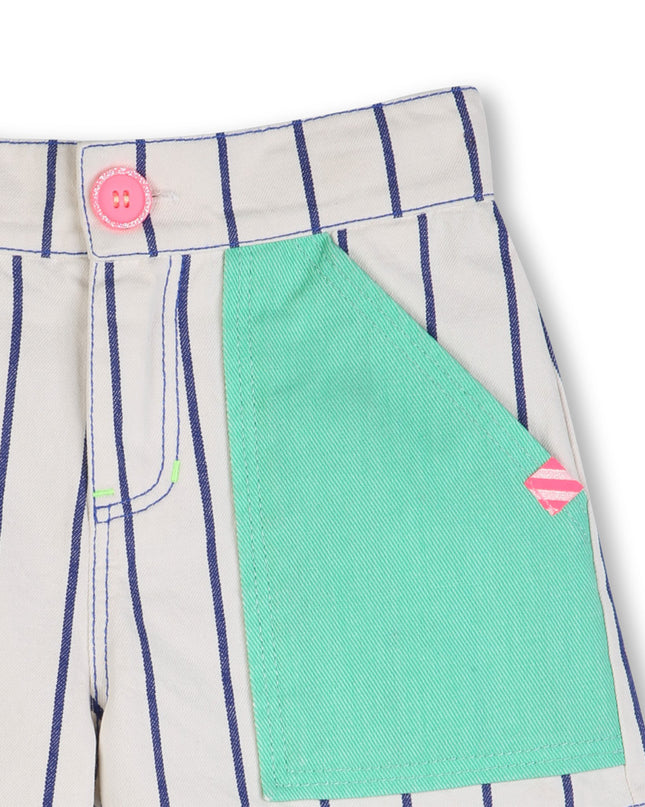 kids atelier billieblush Cream Stripe Shorts with Color Pockets