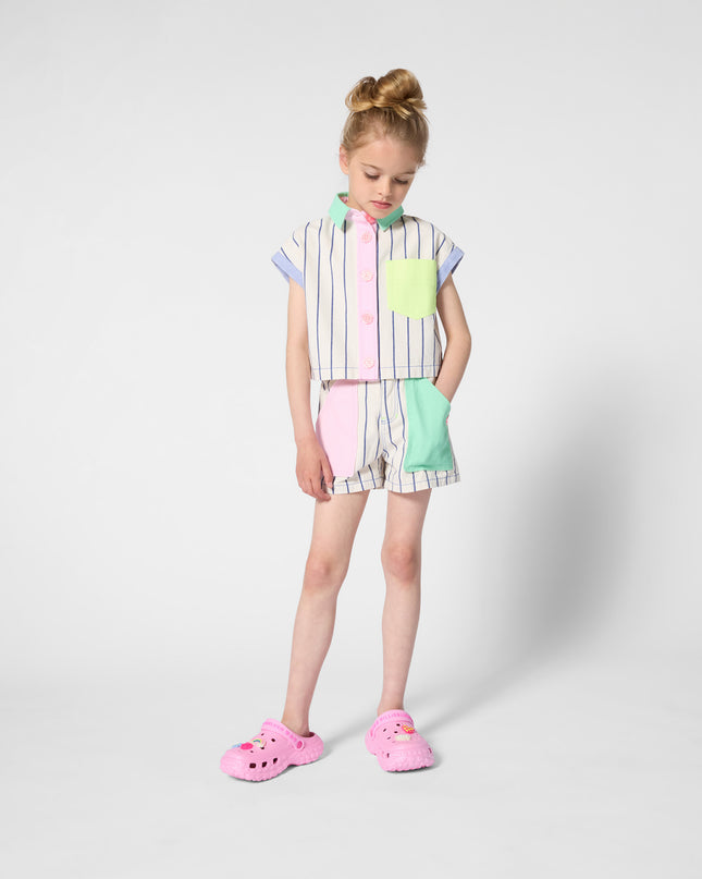 kids atelier billieblush Cream Stripe Shorts with Color Pockets