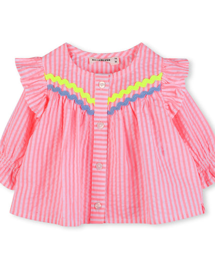 kids atelier billieblush Pink Stripe Ruffle Top & White Leggings Set